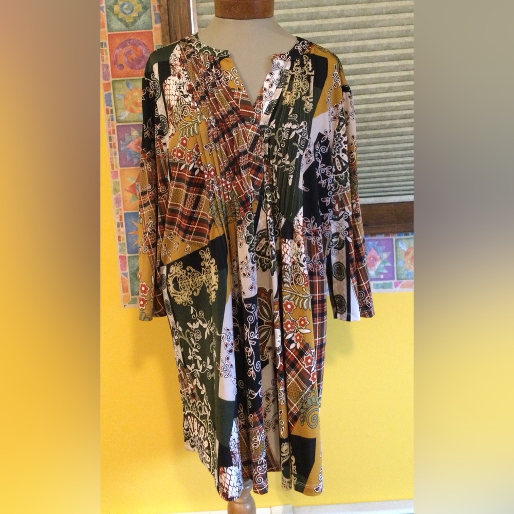 Serengeti Multicolor Patchwork-look Tunic (1X)
